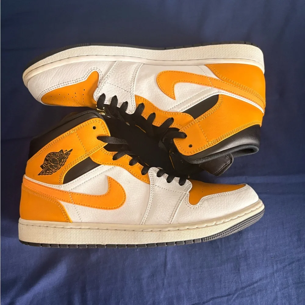 Jordan 1 Mid “University Gold” custom laces NO BOX size 11 - Picture 6 of 7
